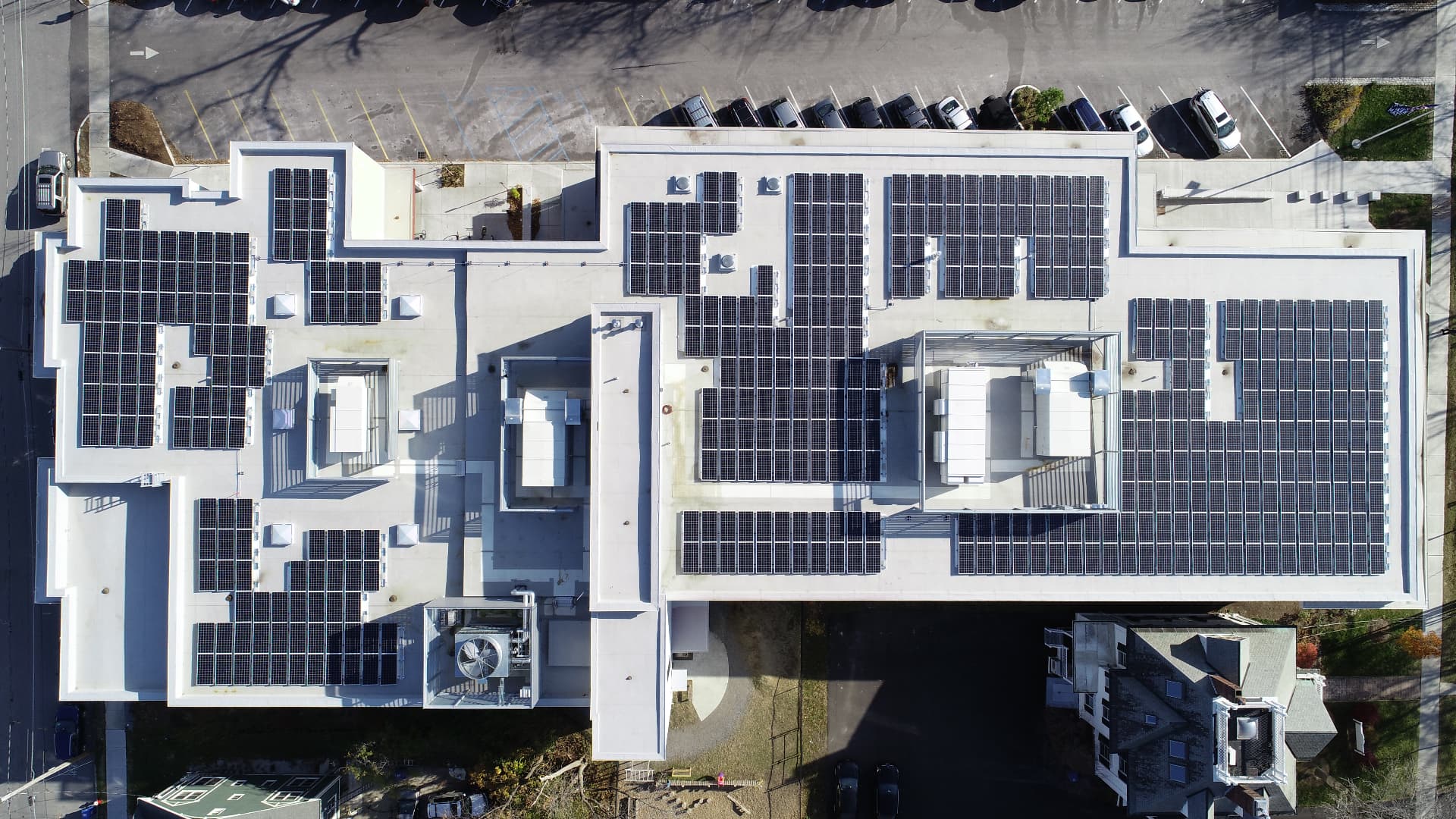 Rooftop solar array on the YMCA